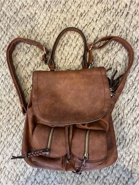 Sole Society Cognac Brown Convertible Backpack Shoulder Bag Boho